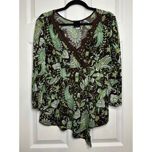 Vintage Y2K Paisley Print Top Size L